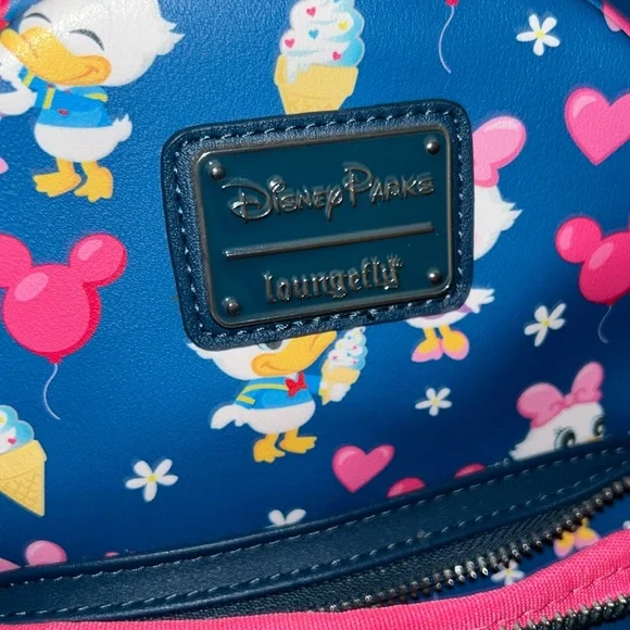 Loungefly Blue and Pink Daisy and Donald Duck Backpack - Picture 8 of 10